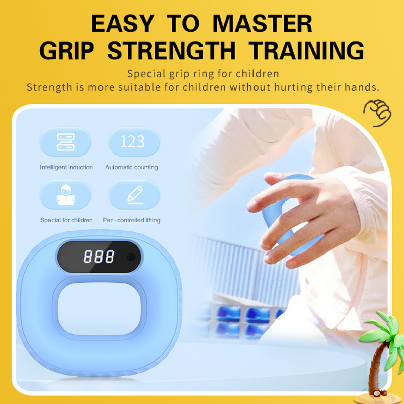 Múltiples funciones de aptitud Grip Entrenamiento Fuerza del dedo Grip Fuerza de la muñeca Anillo de conteo electrónico Recargable